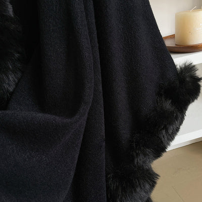 Capa Poncho Oversize con Cuello de Pelaje Irregular - Image 32