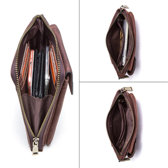 Bolsa Vintage para Celular en Cuero Crazy Horse - Estilo Retro para Hombre