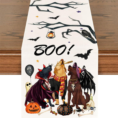 Camino de Mesa de Lino con Diseños de Halloween - Image 23