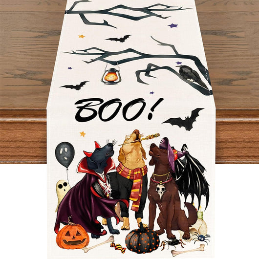 Camino de Mesa de Lino con Diseños de Halloween - Image 23