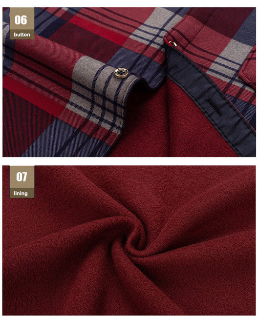 Camisa Cálida Acolchada de Terciopelo para Hombre Talla Grande - Image 31
