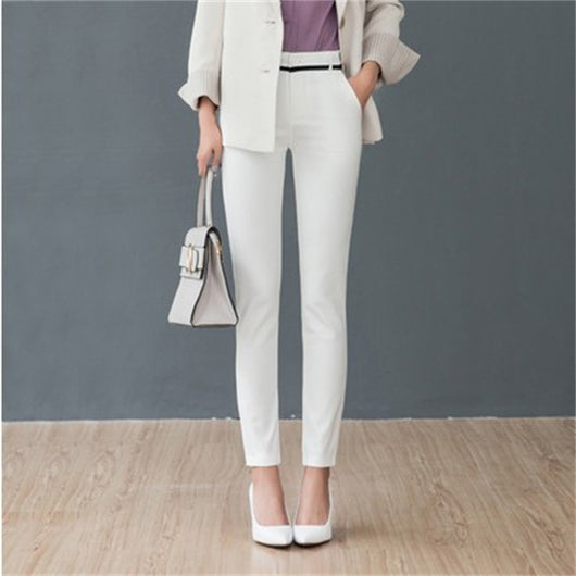 Pantalones de Vestir Rectos Elásticos de Cintura Alta para Mujer - Image 3