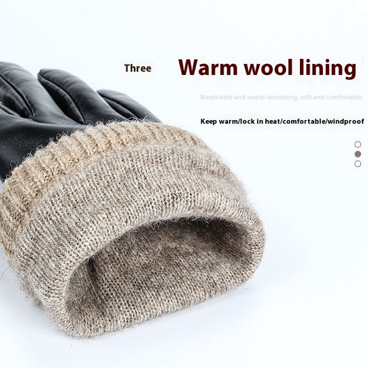 Guantes de Invierno en Piel de Oveja Forrados en Polar, Resistentes al Viento - Image 4
