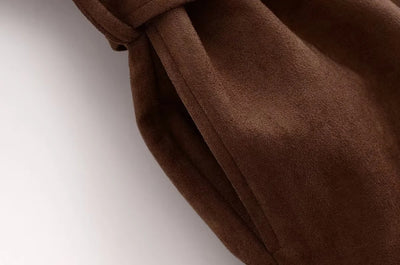 Chaqueta Camisa Polo Suede con Cinturón - Manga Larga Oversize - Image 10