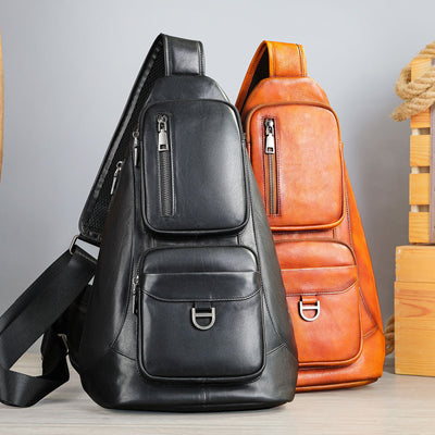 Bolsa de Pecho Cuero Genuino Gran Capacidad Messenger Crossbody Estilo Vintage - Image 3