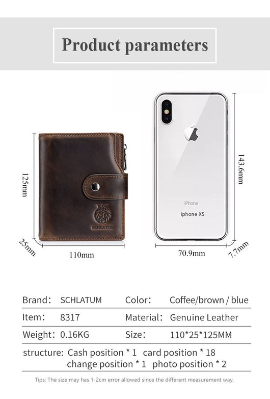 Billetera Vertical Corta de Cuero Genuino con Protección RFID - Estilo Retro Europeo - Image 14