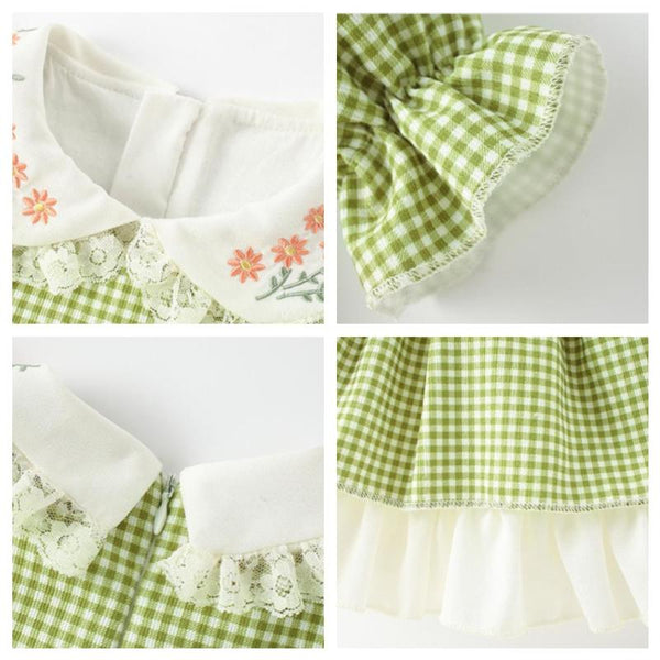 Vestido Infantil Estilo Pastoral de Manga Larga Princesa