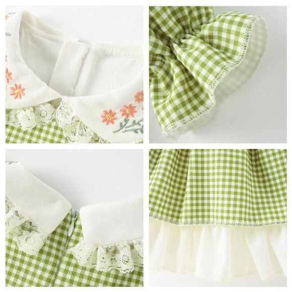 Vestido Infantil Estilo Pastoral de Manga Larga Princesa