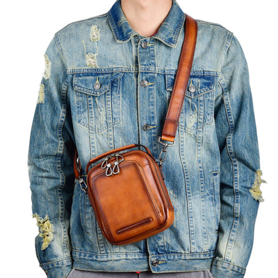 Bolsa Mensajera Casual Retro en Cuero Genuino para Hombre - Image 5