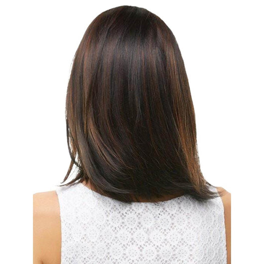 Peluca Corta Bicolor Marrón y Negro - Cabello Liso Natural - Image 5