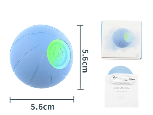 Orange smart rolling ball cat toy with a glowing blue-green light, designed for interactive play and boredom relief. - Image 7