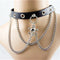 Collar de Cadena de Cuero Personalizado con Calavera Punk