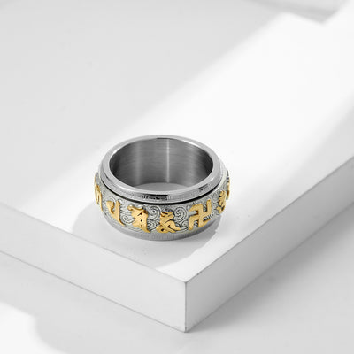 Anillo Mantra Budista Huiwen Guochao - Acero Inoxidable - Image 4