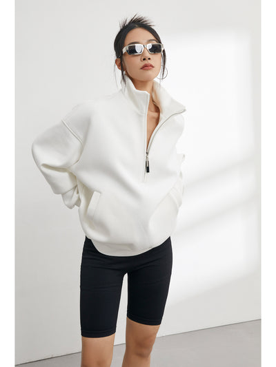 Sudadera Relajada con Cuello Alto y Cierre de Media Cremallera para Primavera y Otoño - Image 3
