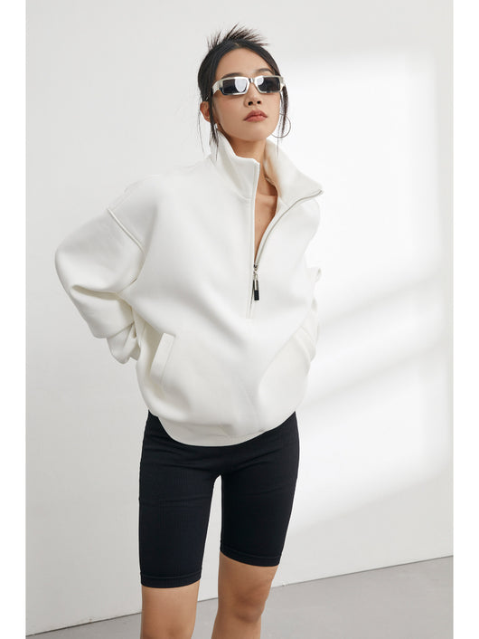 Sudadera Relajada con Cuello Alto y Cierre de Media Cremallera para Primavera y Otoño - Image 3