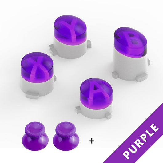 Orange ABXY bullet button replacements and two matching mushroom head thumbstick caps for Xbox One gamepad. - Image 11