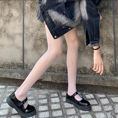 Medias de Malla Negra y Blanca Estilo Harajuku - Diseño Hueco Trendy - Image 13