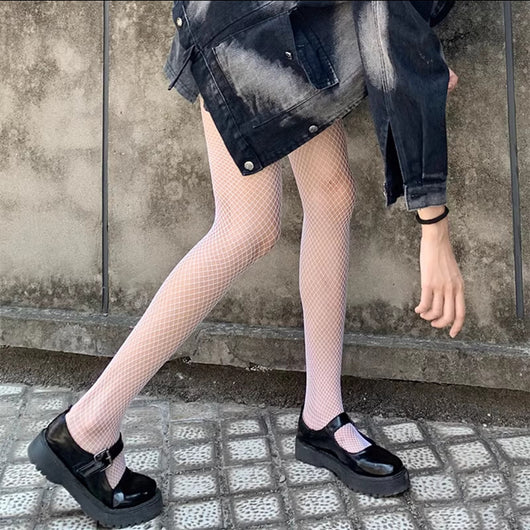 Medias de Malla Negra y Blanca Estilo Harajuku - Diseño Hueco Trendy - Image 13