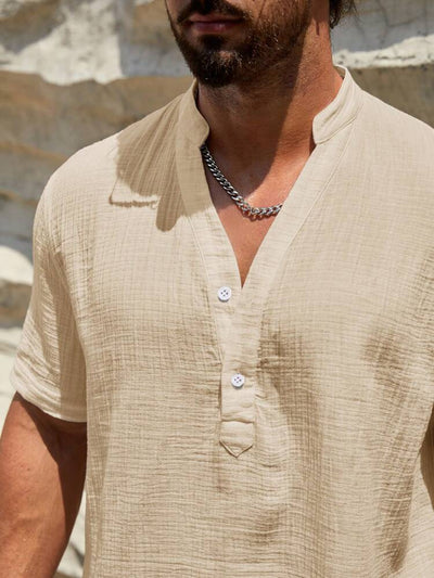 Camisa Casual de Manga Corta con Cuello Parado - Transpirable y Versátil - Image 18