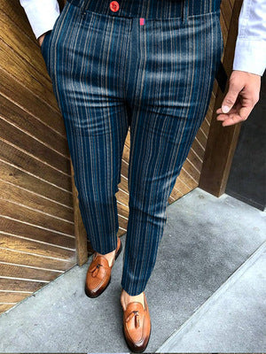 Pantalones Casuales Slim Fit con Estampado de Rayas para Hombre - Verano - Image 16