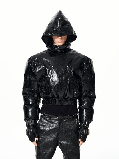 Chaqueta Hoodie Acolchada para Hombre con Diseño Deconstruido y Detalles de Cremallera - Image 8