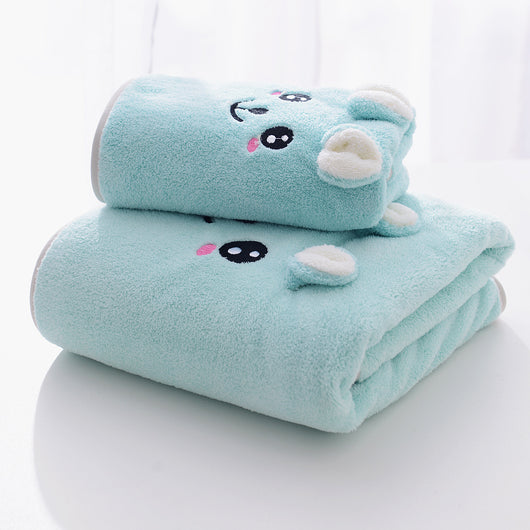 Juego de Toallas de Baño Coral Velvet con Diseño Orejas de Conejo y Koala - Set Regalo - Image 12