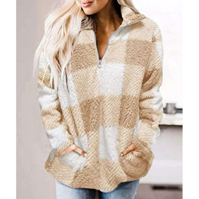 Abrigo Oversized de Cuadros con Cuello Alzado y Detalles en Contraste - Image 10