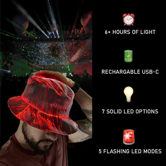 Gorra Bucket con Fibra Óptica y Transformación de Colores Luminosos - Image 2