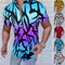 Camisa Masculina Casual de Manga Curta com Estampa Americana Europeia
