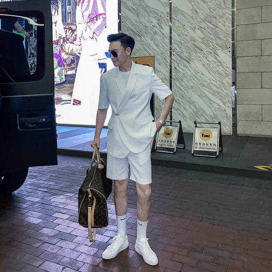 Conjunto de Shorts y Playera de Color Sólido para Hombre - Estilo Moderno y Versátil - Image 8