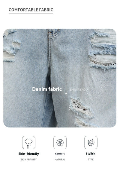 Shorts de Mezclilla Rotos Holgados Estilo Casual Desgastado - Image 11