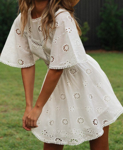 Vestido de Algodón con Patchwork de Encaje - Image 12