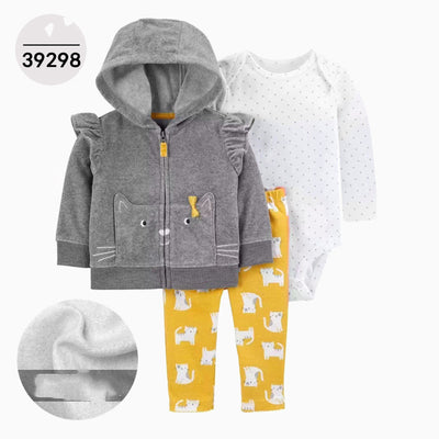 Chaqueta de Cuero con Capucha Infantil Tres Piezas Manga Larga - Image 30