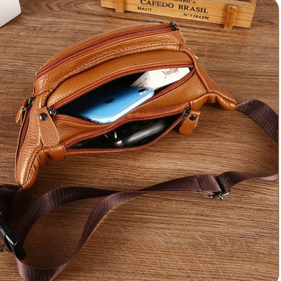 Bolsa de Cintura de Cuero para Hombre Impermeable Multifuncional