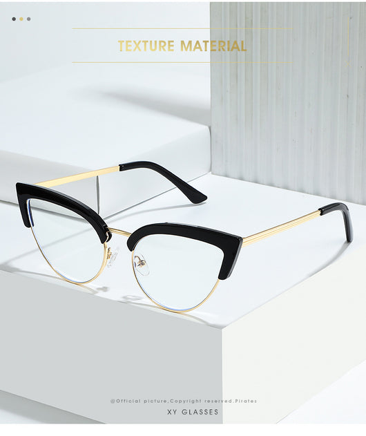 Gafas Elegantes Marco Grande Metal Mitad Inferior - Image 17