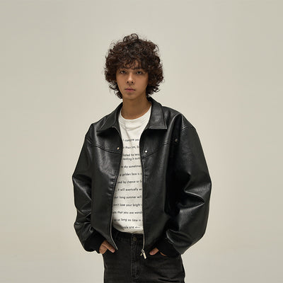 Chaqueta de Cuero Marrón Estilo Retro Americano para Hombre - Image 16