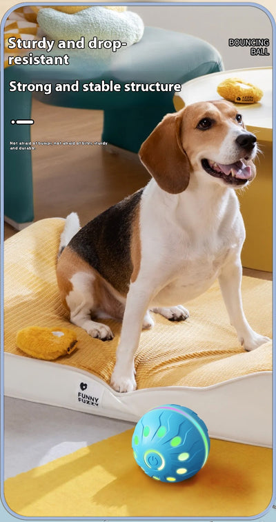 Orange-red automatic pet toy ball with a textured surface and a power button, designed for dogs. - Image 13