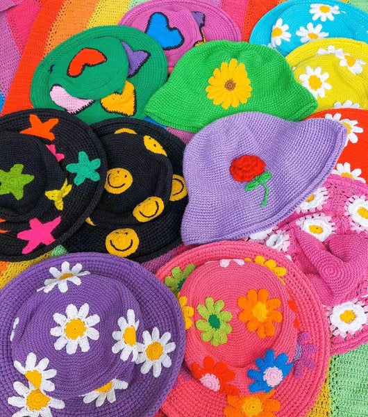 Sombrero Pescador Tejido con Flores para Mujer - Estilo Japonés Versátil - Image 12