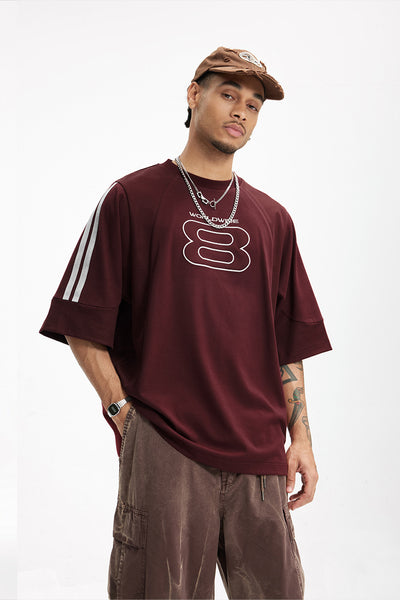 Camiseta Deportiva con Bordado Estilo Americano Oversize Manga Corta - Image 24