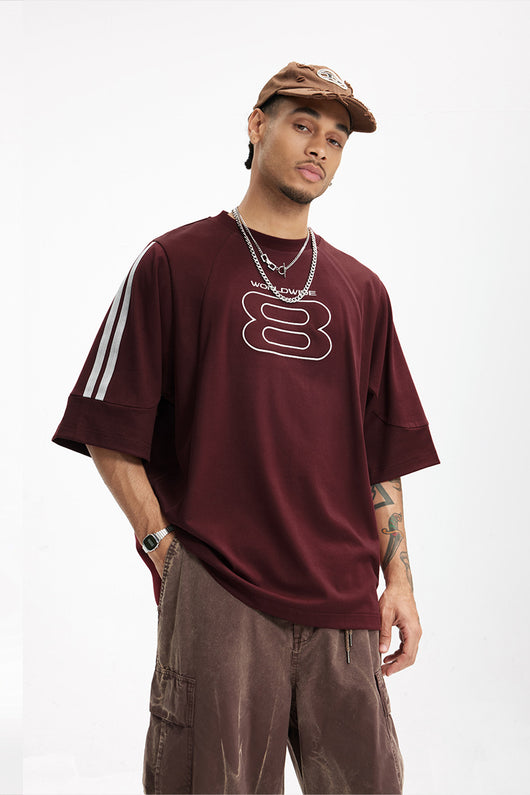 Camiseta Deportiva con Bordado Estilo Americano Oversize Manga Corta - Image 24