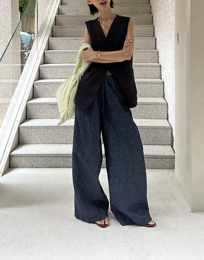 Pantalones Vaqueros Anchos con Cintura Elástica y Cordón Ajustable - Image 25