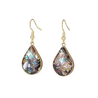 Aretes Vintage Lágrima de Abulón y Concha Nácar Estilo Retro Francés - Image 6