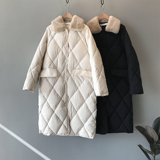 Chaqueta Acolchada para Mujer con Cuello de Piel y Diseño Rombo - Image 16