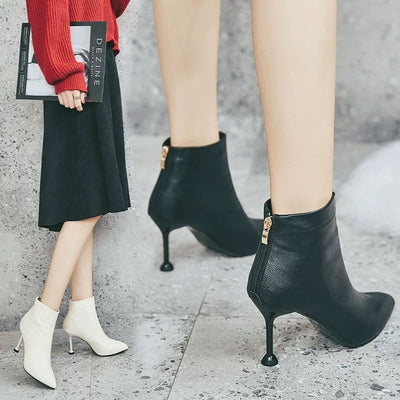 Botas Cortas de Tacón Stiletto para Invierno - Elegancia y Comodidad