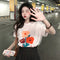 Playera Suelta de Algodón con Diseño Graffiti Retro para Mujer