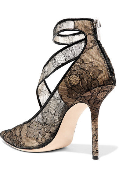 Tacones Altos Puntiagudos con Encaje Negro - Image 5