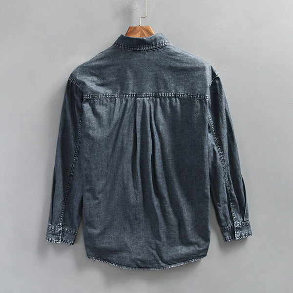 Camisa Vaquera Vintage Efecto Desgastado para Hombre