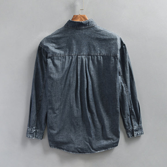 Camisa Vaquera Vintage Efecto Desgastado para Hombre