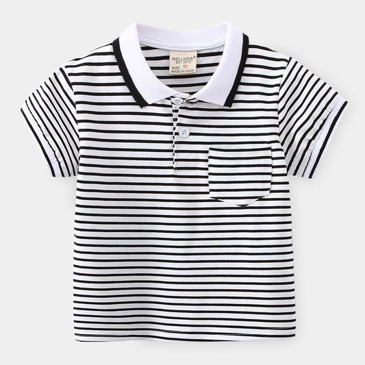 Polo Infantil de Rayas Cortas con Estilo Vibrante - Image 2