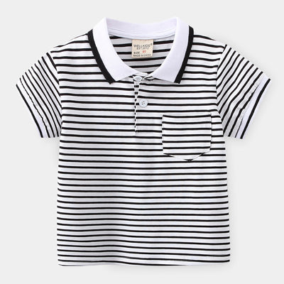 Polo Infantil de Rayas Cortas con Estilo Vibrante - Image 2